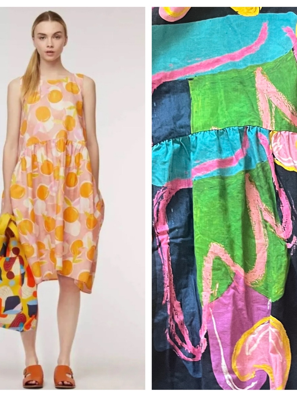 Gorman X Katie Eraser cotton Tulip Dress pockets tank flowing au6 XS